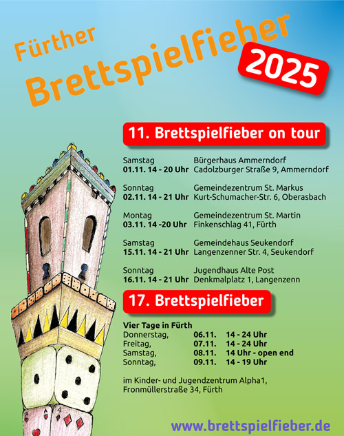 16. Fürther Brettspielfieber 06.11. bis 09.11.25
